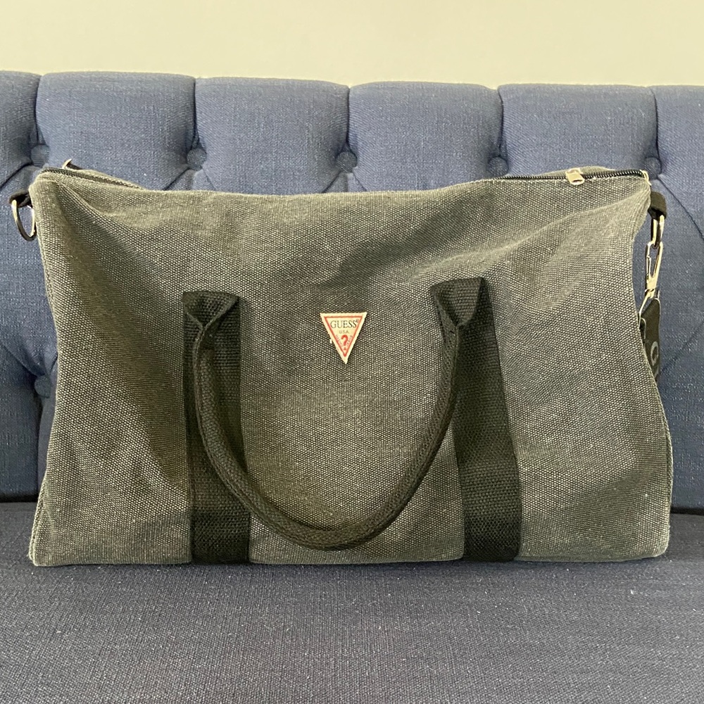 Guess Charcoal Duffel Bag for Men/Women
